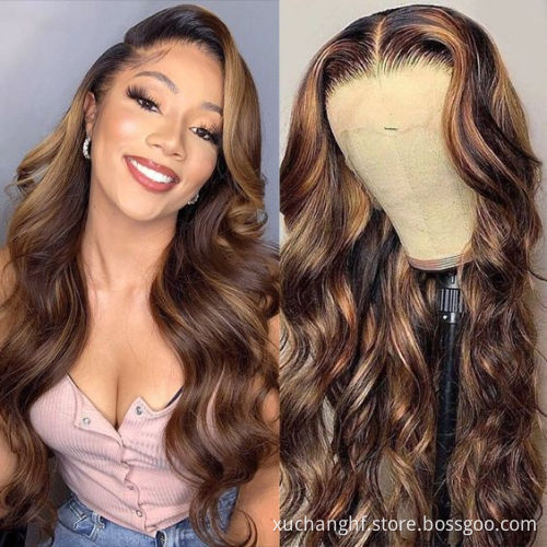HD Lace Frontal Wig For Black Women,Blonde 613 Lace Front Wigs Vendor,Blonde P4/27 Deep Curly Wave Highlight Human Hair Wig